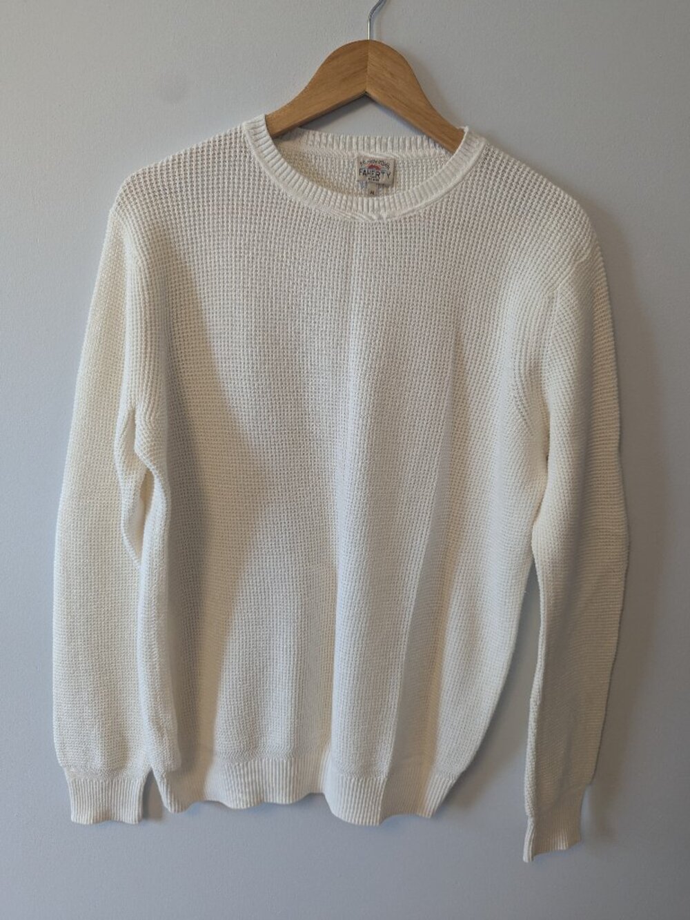 Men's Faherty Beige Waffle Knit Sweater